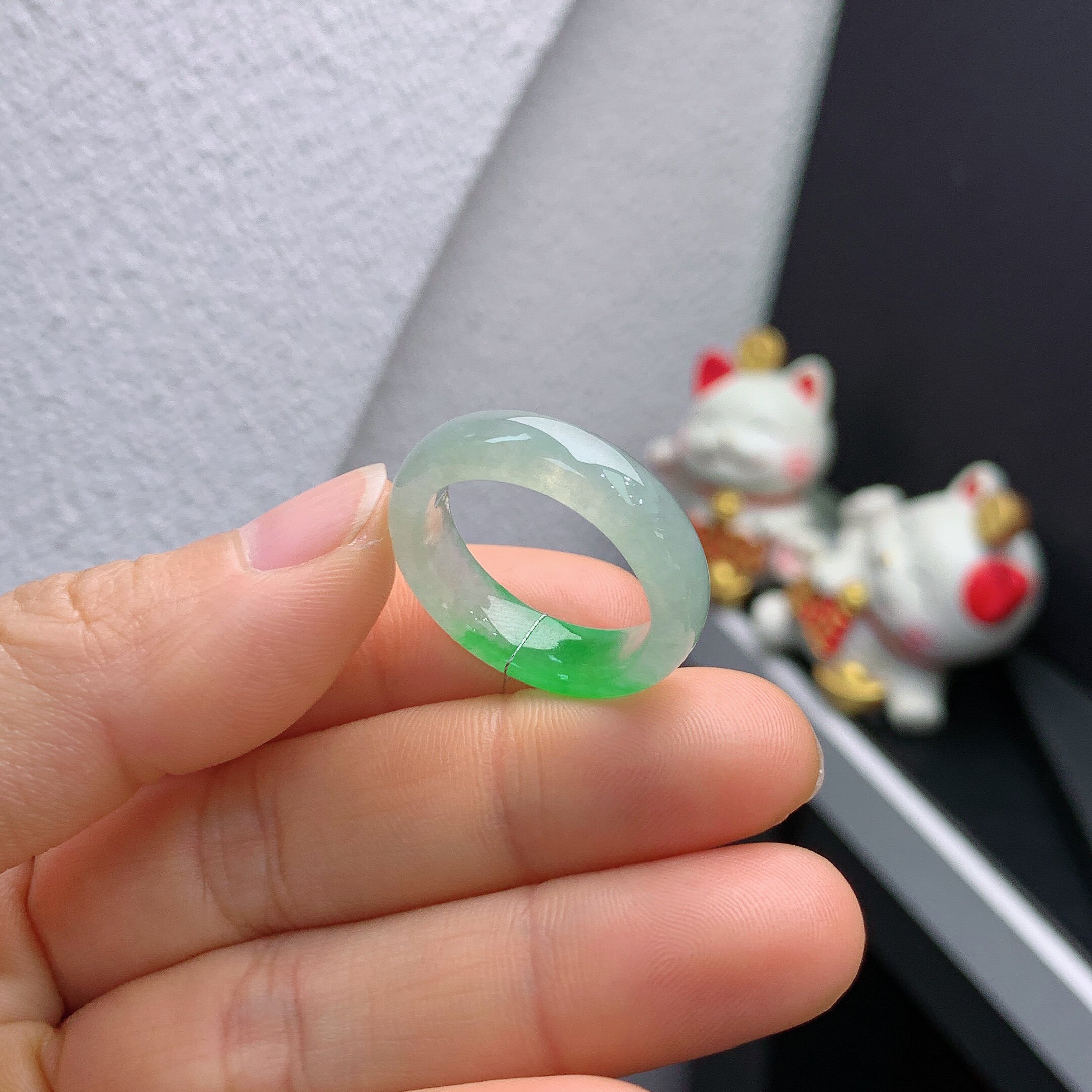 20-21 Circle Burmese Natural Jade A Grade Bingyang Green Ring A978#