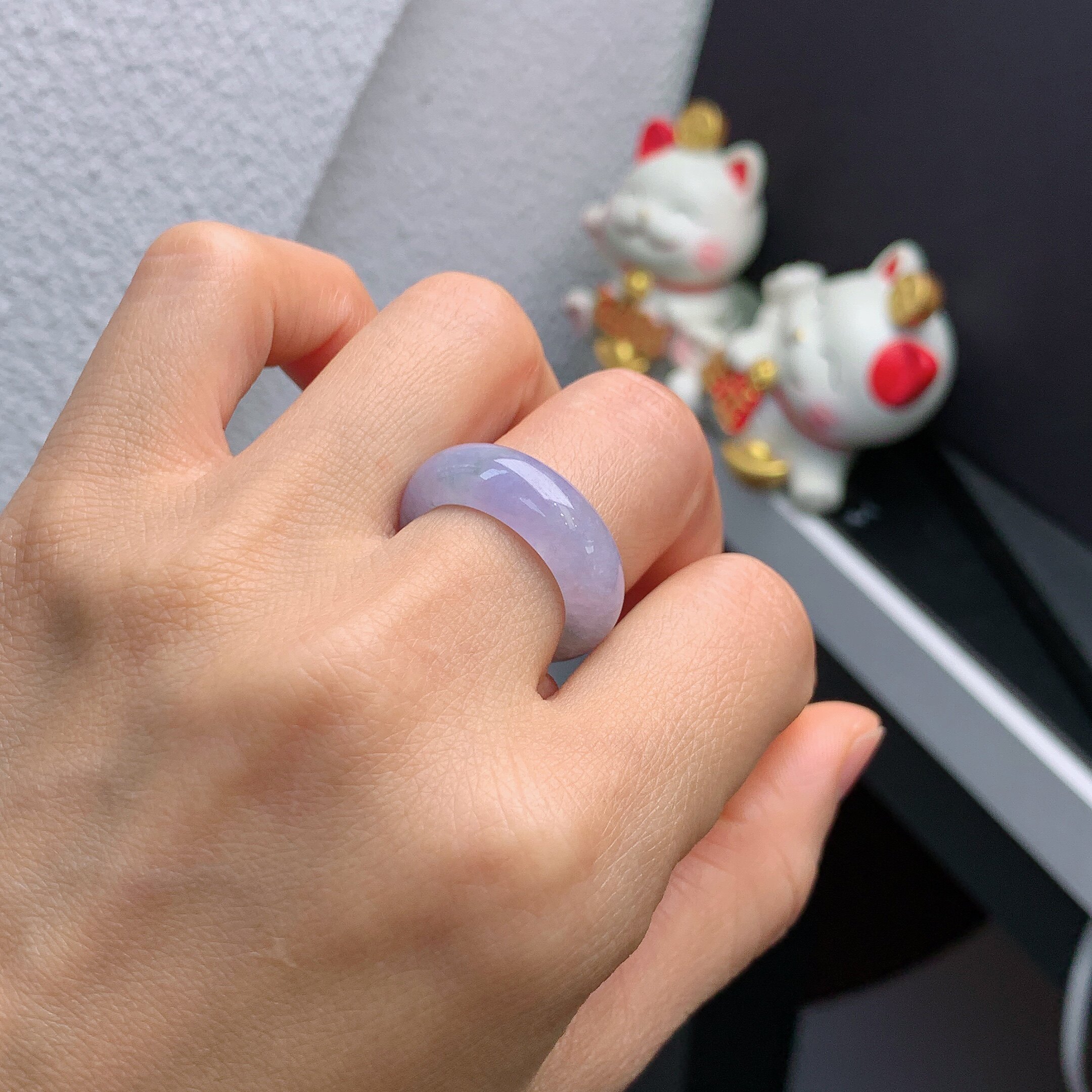 13-14 circle Burmese natural jade A goods ice violet floating flower ring A349#