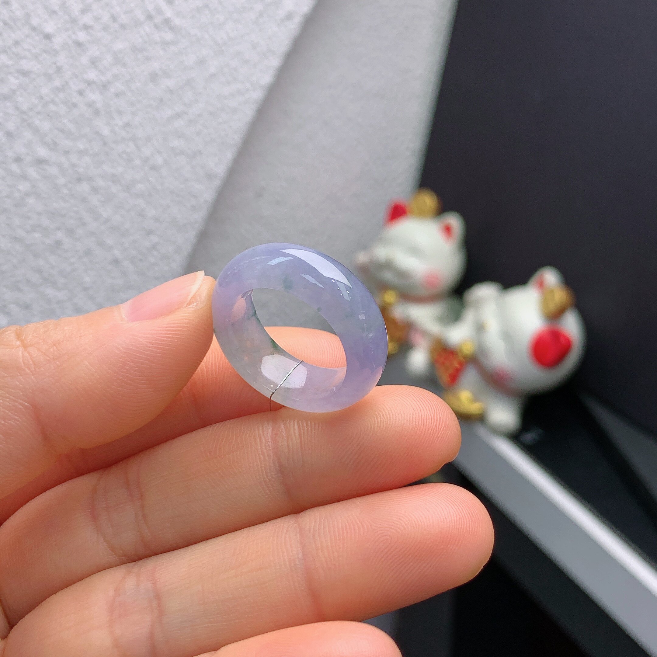 13-14 circle Burmese natural jade A goods ice violet floating flower ring A349#