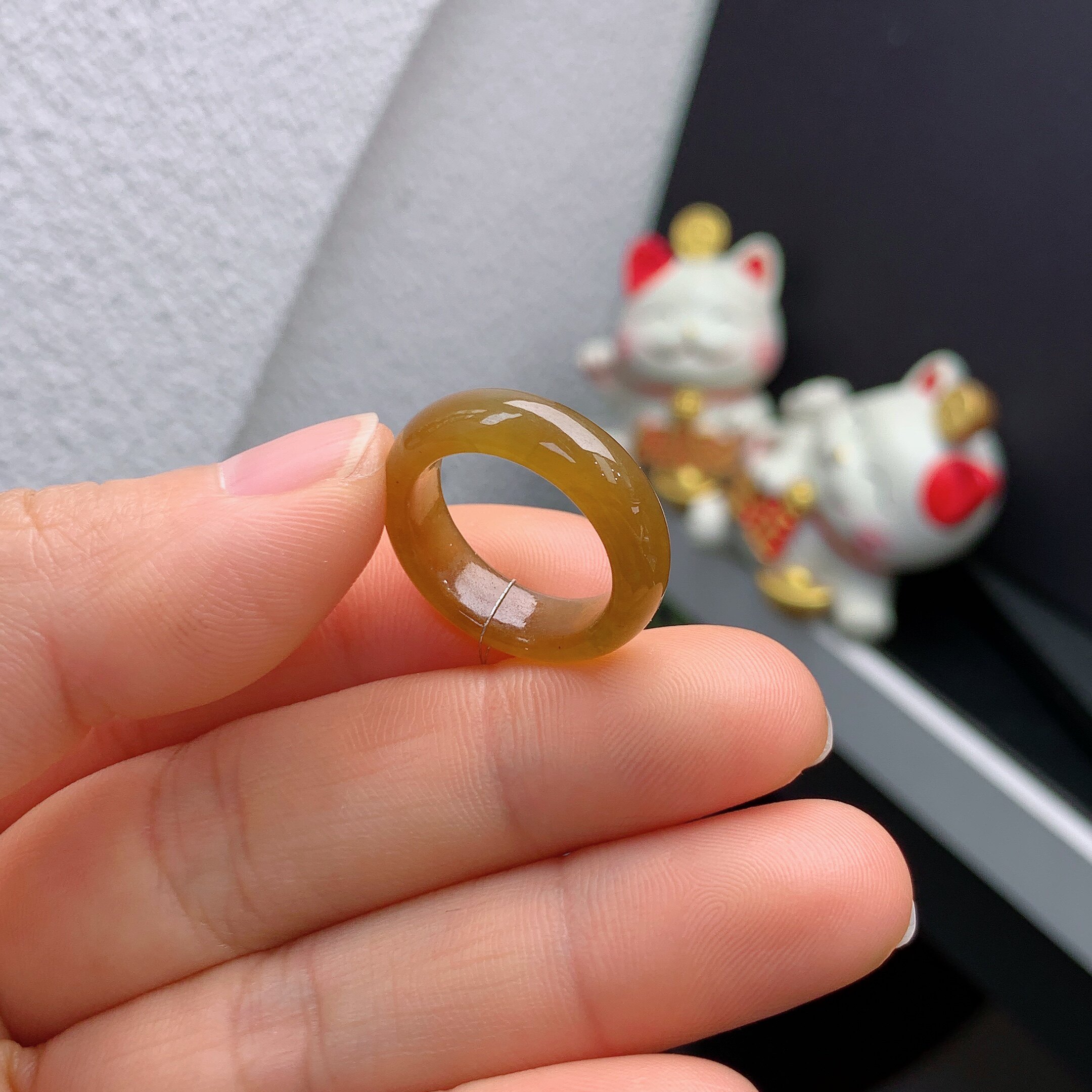 12-circle Burmese natural jade A goods ice full red jade ring A62#