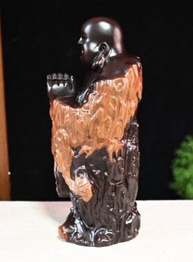 黑檀实木雕-白皮位置随机-恭喜发财弥勒佛大号招财大肚笑佛