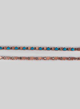 纯铜红铜蓝松石复古手链简约可调节磁性手链时尚能量礼物