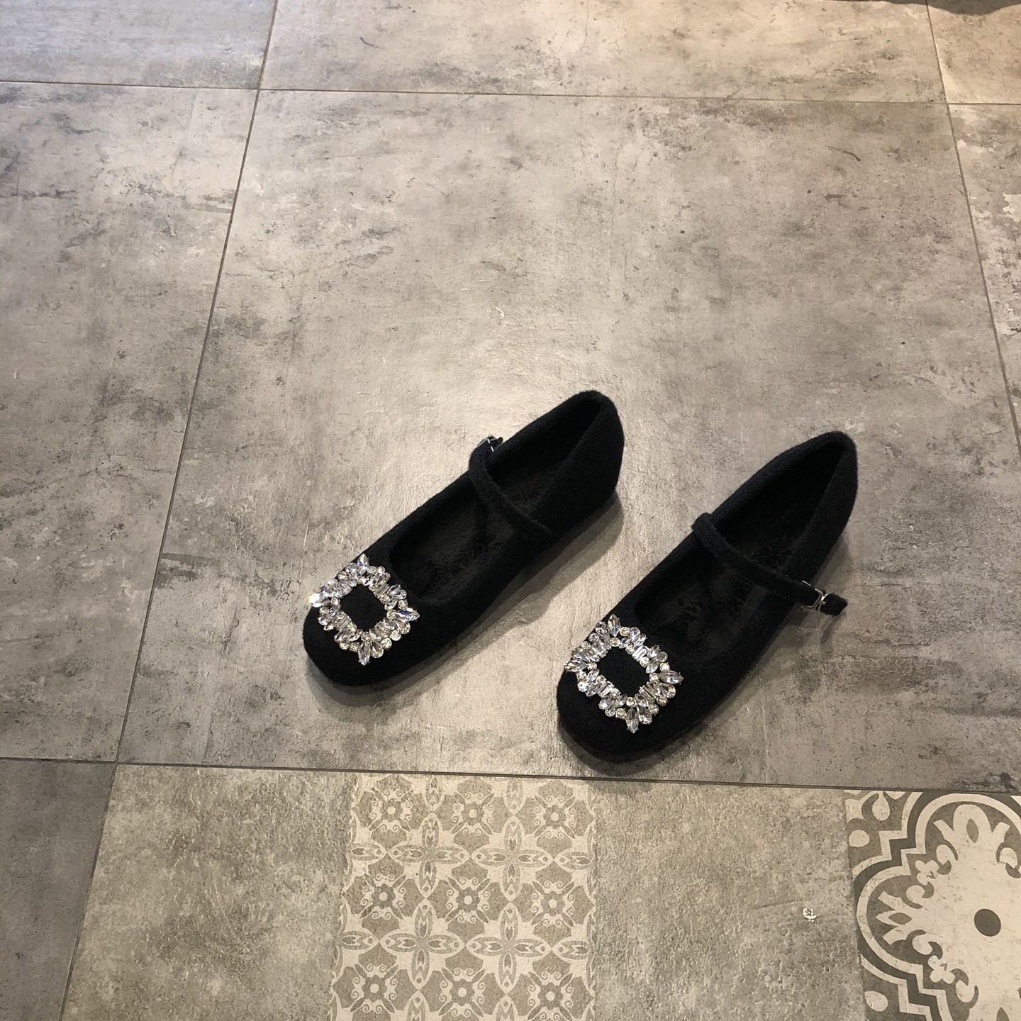 鞋子女冬季新款呢子水钻方头玛丽珍鞋女一字带内增高气质加绒单鞋,淘宝优惠券,粉丝福利购,淘宝优惠卷