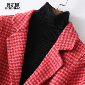 Woolen suit women's short slim fit houndstooth woolen woolen new red woolen coat for small-sided woolen