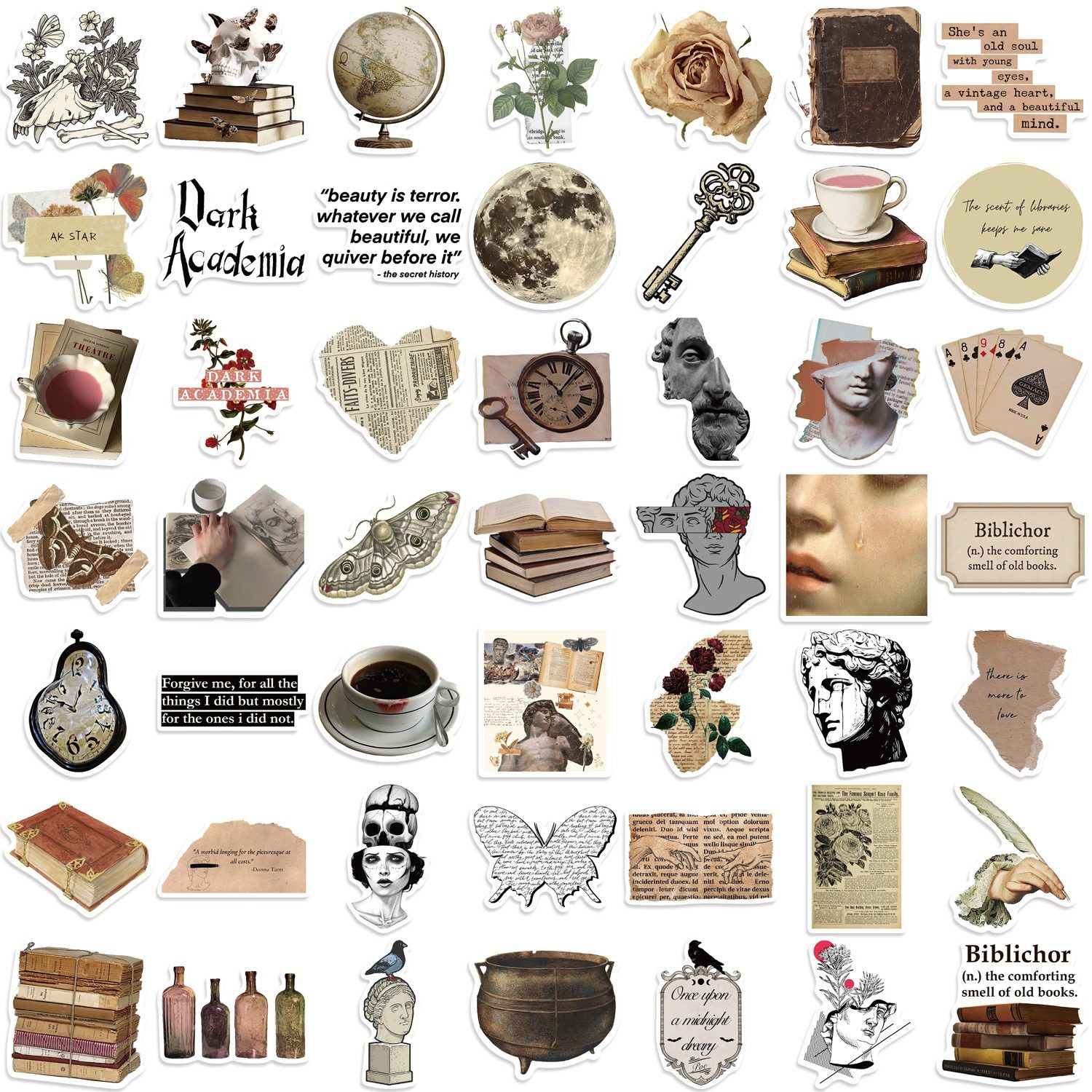 50张跨境新款暗黑美学涂鸦贴纸装饰吉他笔记本行李箱DIY防水,淘宝优惠券,粉丝福利购,淘宝优惠卷