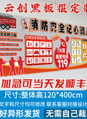 消防安全黑板报装饰墙贴边框条中小学校班级布置环创KT板立体开学