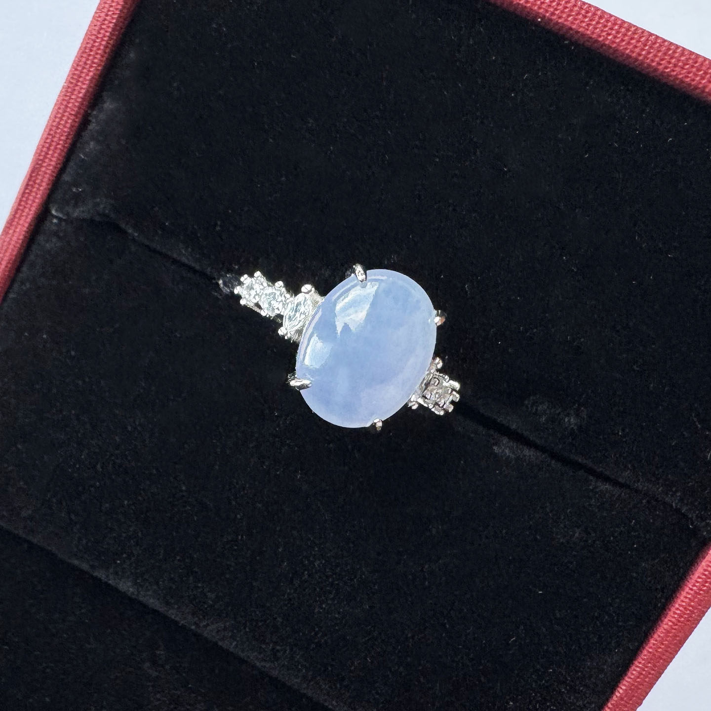 Myanmar Laokeng ice violet jade cabochon ring