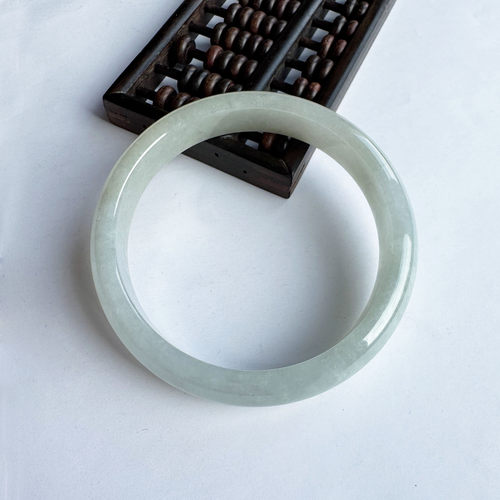 翡翠林 大圈口淡黄翡翠手镯64缅甸天然正品老坑A货白月光冰种玉镯 - 图1