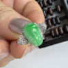 Jade Forest Spicy Burmese Sun Green Jadeite Pixiu Ring