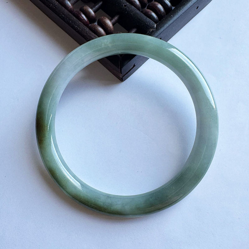 翡翠林冰透蓝绿飘红翡细圆条翡翠手镯53缅甸天然玉镯秀气美人条54 - 图3