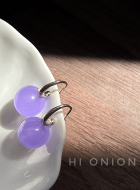 Hi Onion暮山紫原创小众设计复古翡翠耳环S925银耳钩耳夹新中式
