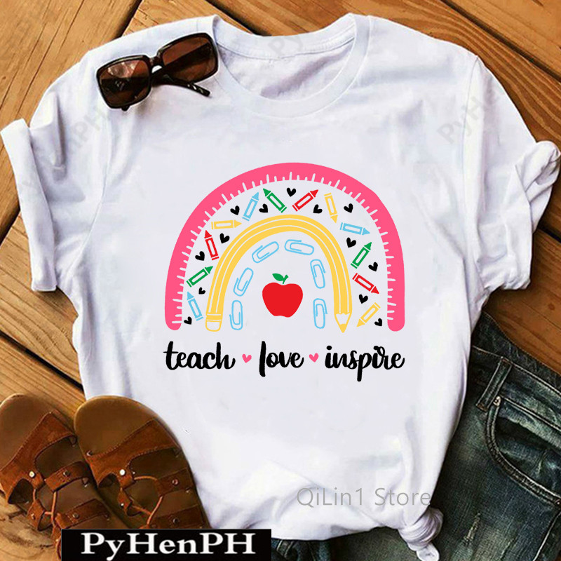 Teacher Life T shirt个性教师节字母Teacher印花T恤女士短袖衫-图2