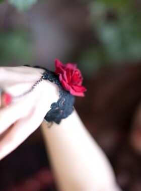 哥特风洛丽塔浪漫蕾丝戒指手链