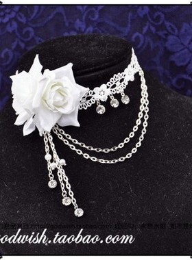 艾露恩之泪唯美水钻蕾丝项链