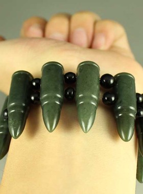 一口价 天然新疆和田玉青玉 手链 送证书包邮