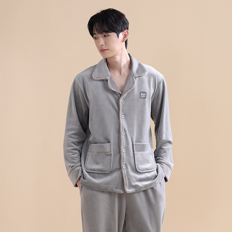 猫人男大码睡衣冬季2025新款加绒加厚宽松可外穿珊瑚绒家居服套装