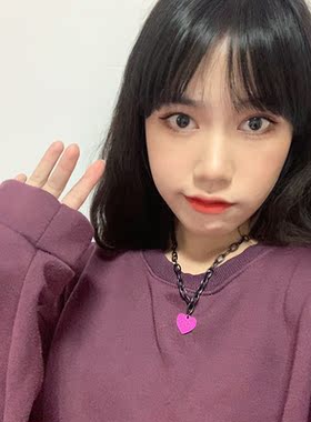 爱心嘻哈风设计感短款毛衣链网红
