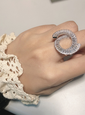 开口可调节微镶锆石秀场夸张戒指