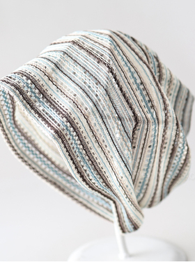 民族风设计感条纹拼色堆堆帽女