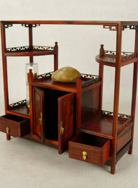 超时代红木复古书房文玩摆件架