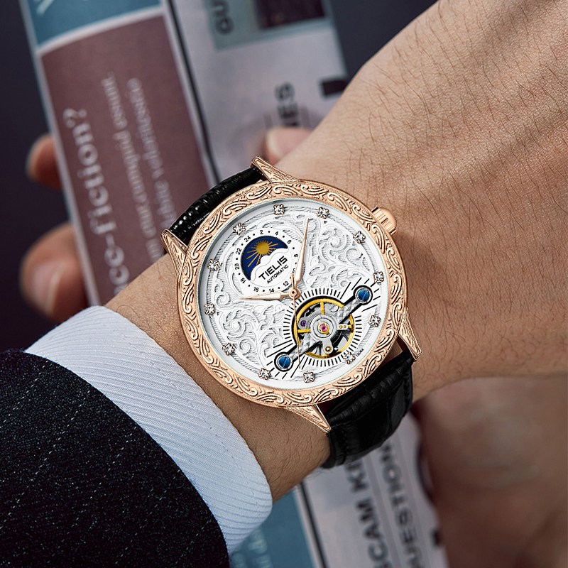 铁利时/TIELIS机械自动手表航海家尊荣版皮表带腕表18064-001 - 图2