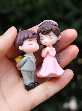 婚庆卡通情侣公仔蛋糕装饰摆件