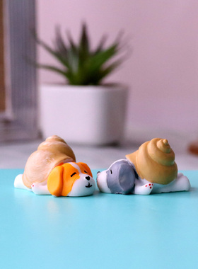 睡不醒可爱风柯基哈士奇小狗摆件