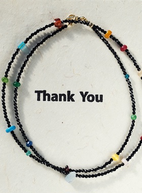 极细天然石项链女叠戴串珠毛衣链项链高级感轻奢小众饰品2024新款