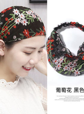 春秋遮白发帽遮盖帽子头饰薄款的短发夏季头巾女包头蕾丝外出发带