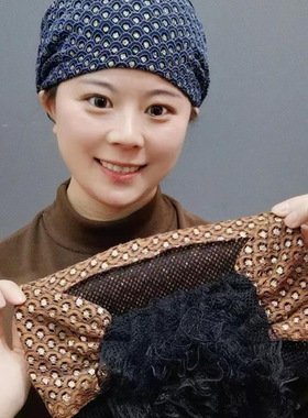 新款百搭洋气蕾丝包头帽女透气时尚盘发遮白发头巾帽民族风帽子女