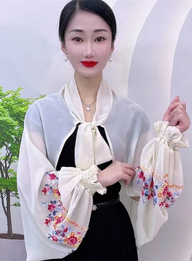 2026披肩外搭防晒衫夏季薄款冰丝外套短款复古斗篷配裙子洋气披风
