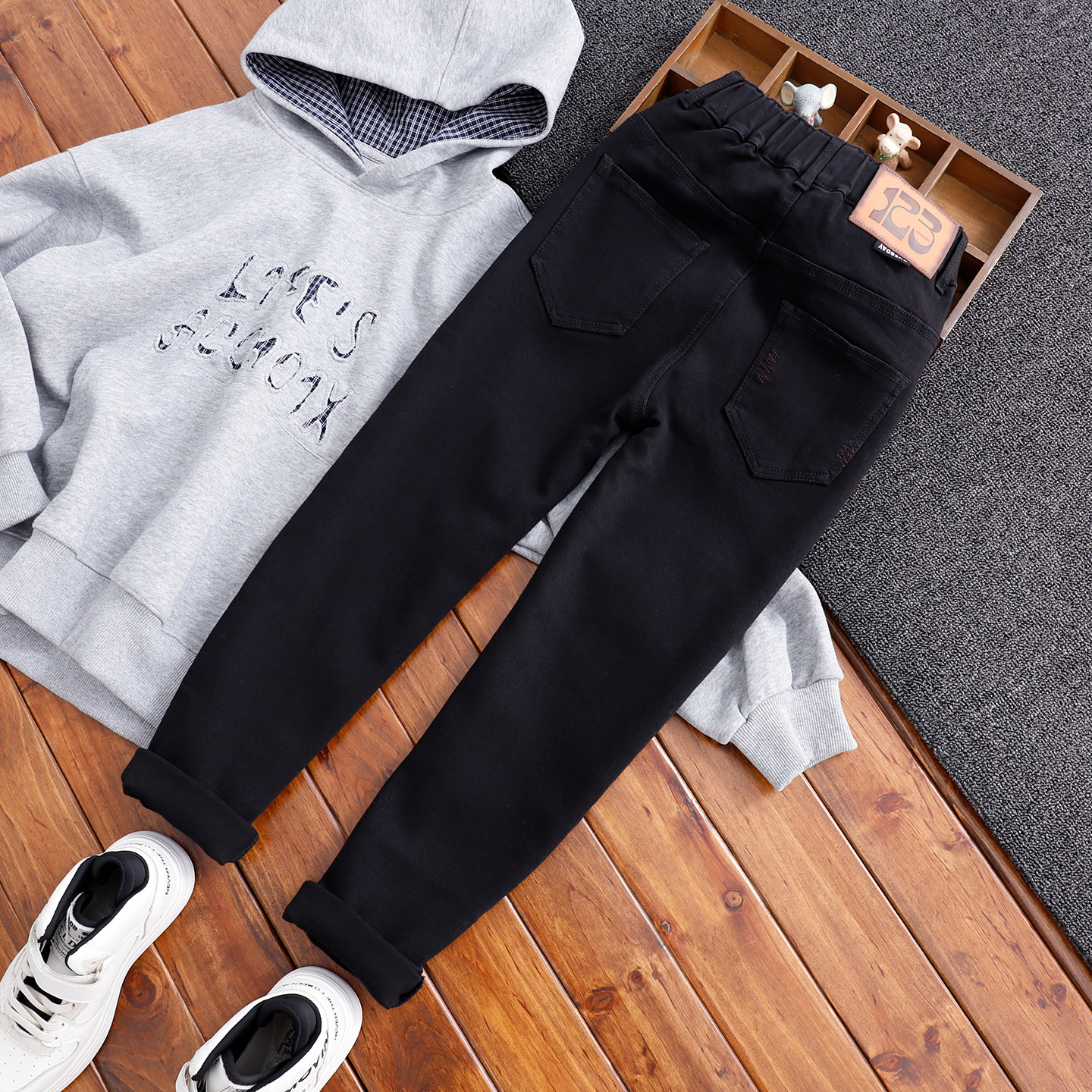 男童牛仔裤中大童瘦版加绒小脚裤儿童秋冬修身厚长裤男孩窄版裤子,淘宝优惠券,粉丝福利购,淘宝优惠卷