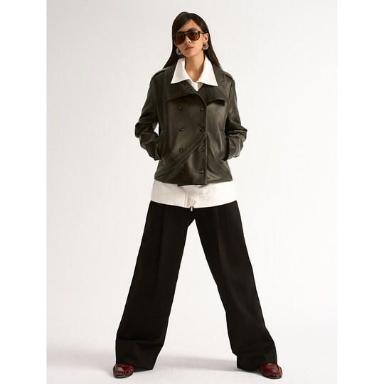 ANTIATAG 复古冷调双排扣廓形秋冬皮衣外套