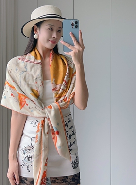尖货旗舰真丝羊绒围巾丝巾大披肩