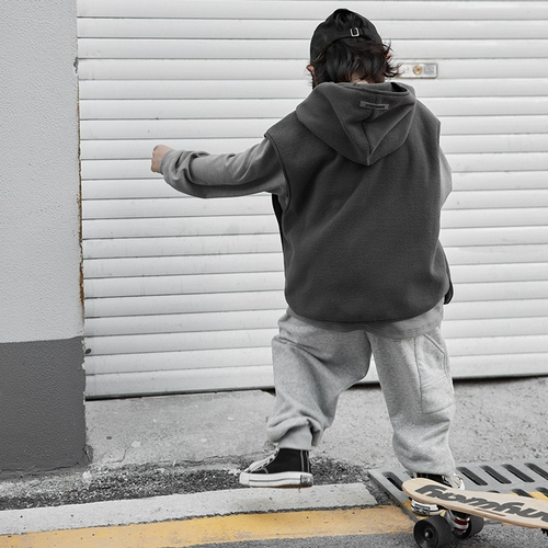 Летняя одежда, бархатный осенний детский жилет с капюшоном, в западном стиле