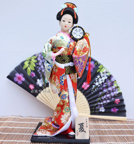 日本人偶艺妓 和服仕女娃娃装饰品 人形摆设 日式绢人摆件工艺品 - 图0