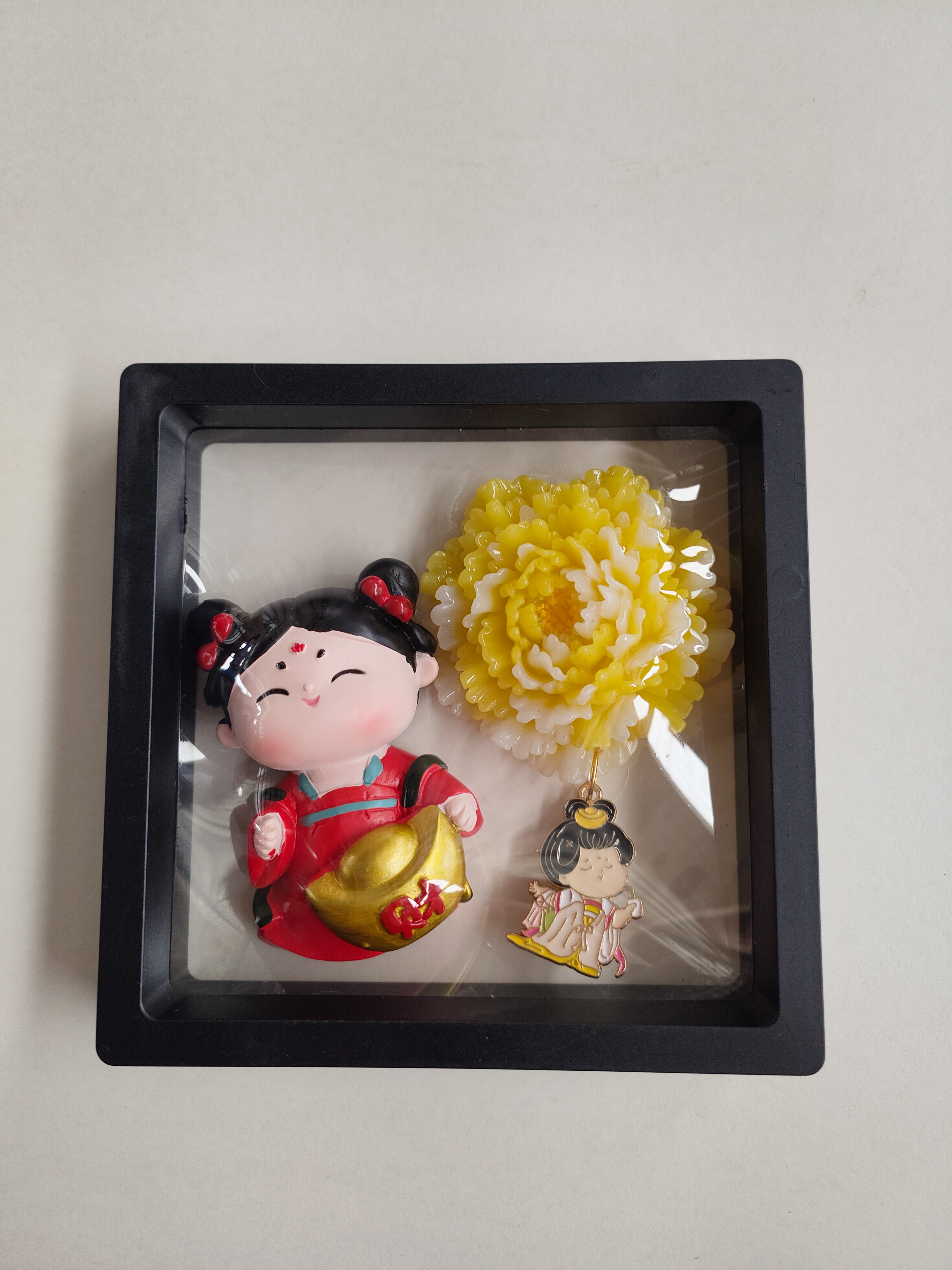 洛阳精品文创可爱侍女加牡丹花冰箱贴旅游纪念品磁吸伴手礼 - 图1