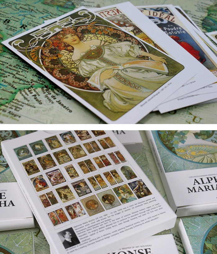 世界著名画家穆夏美术作品明信片复古欧洲文艺唯美装饰礼物贺卡片-图2