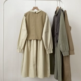 Японский жилет, платье, весенний комплект, небольшая дизайнерская длинная юбка, свободный крой, тренд сезона