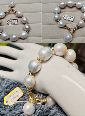 [直播专享]巴洛克皱巴手链大颗异形天然淡水珍珠个性糖果色