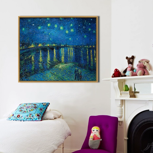 Под звездной рекой Sky River Van Gogh Star Night Night Living Room Фана Фоны Стена Стена Живопись Импрессионист Мастер Внутренний масляной живопись украшение
