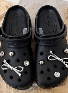 洞洞鞋配饰高级辣妹鞋扣配件金属钮扣蝴蝶结鞋花适配Crocs254