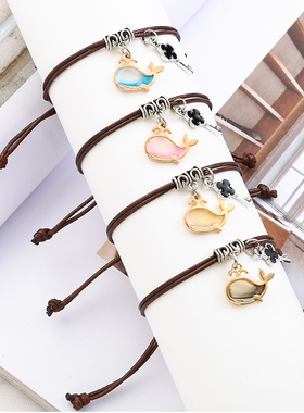 韩三人四叶草星星便宜好朋友手链