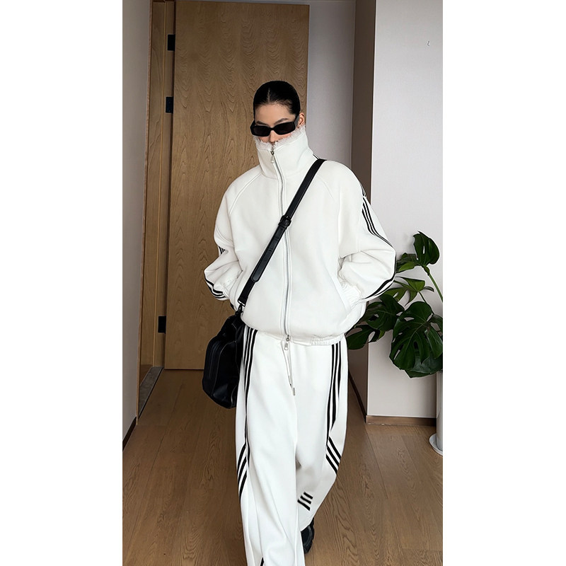 CIZZLEMORE 豆乳羊羔~ 三道杠针织复合保暖运动休闲加绒保暖套装,淘宝优惠券,粉丝福利购,淘宝优惠卷