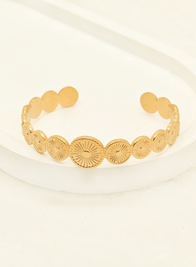 ins风不锈钢太阳花女士手镯