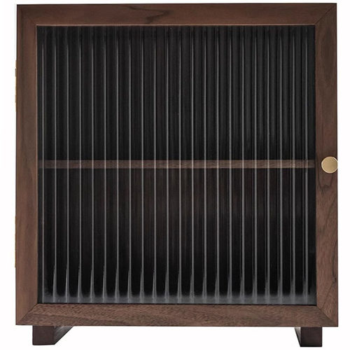 黑胡桃木燕尾榫榫卯小柜子长虹玻璃门储物柜家居护肤品茶杯收纳柜 - 图3