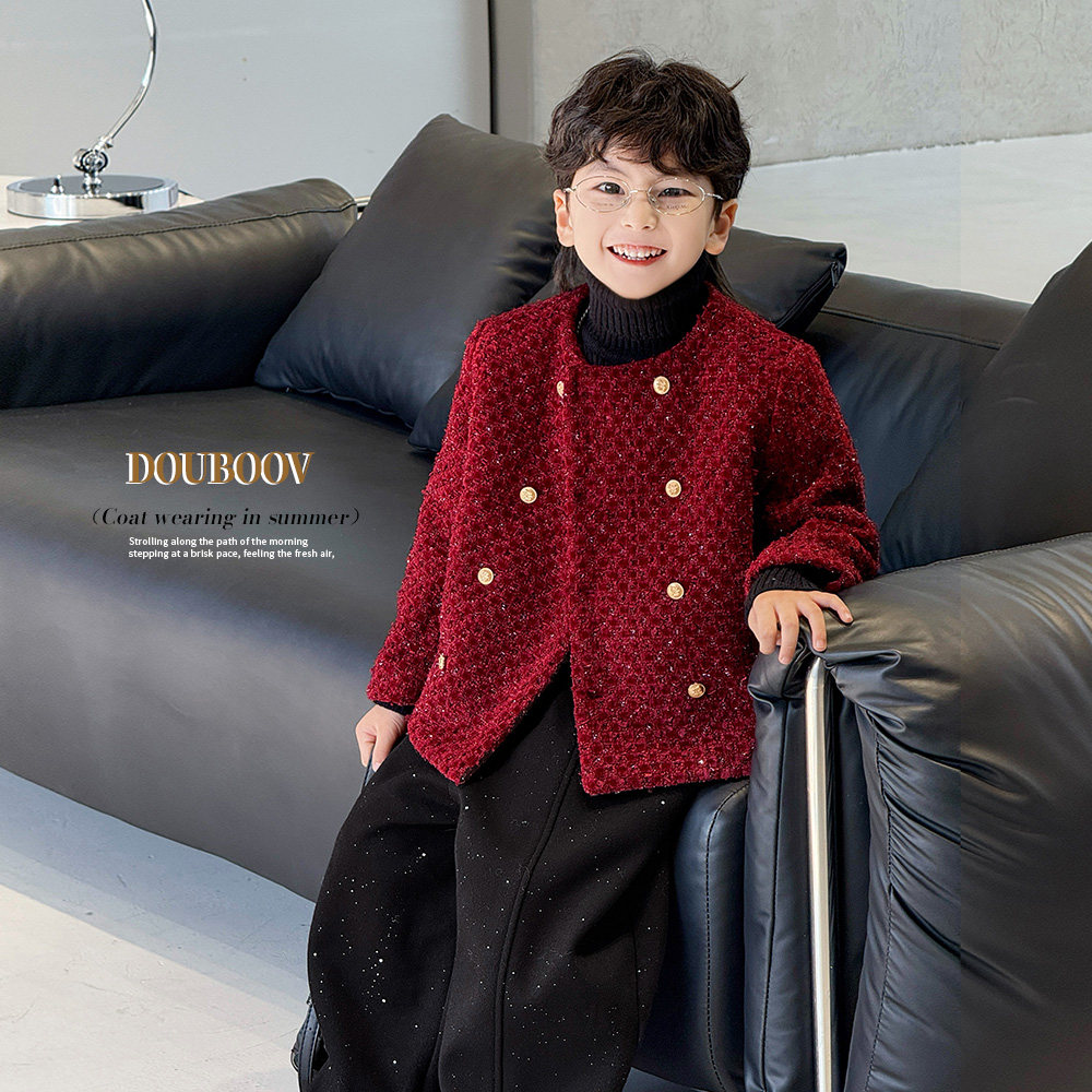 儿童小香风韩版宽松夹克2025冬季新款男童高级花加厚宝宝呢外套潮,淘宝优惠券,粉丝福利购,淘宝优惠卷