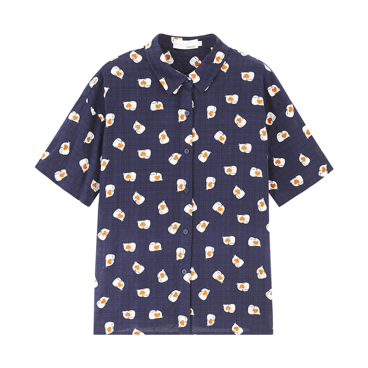 茵曼旗舰店官方半袖女士碎花衬衣 茵曼翰飞衬衫