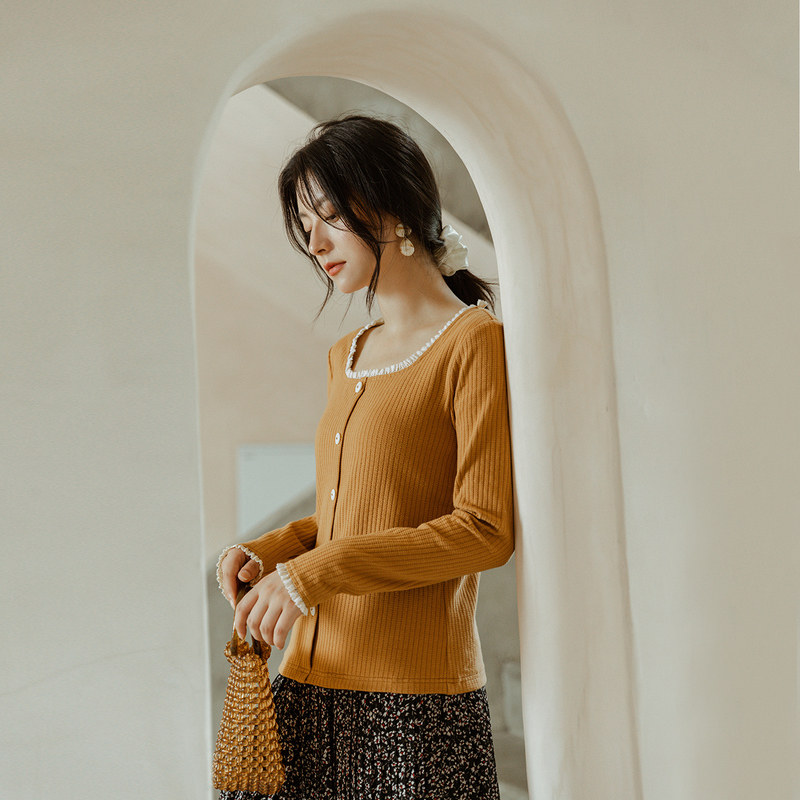 茵曼长袖t恤2020年新款百搭打底衫 茵曼田田极客T恤