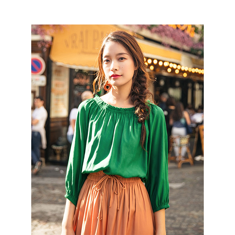 茵曼特价清仓胖mm衬衫女设计感小众 茵曼田田极客衬衫